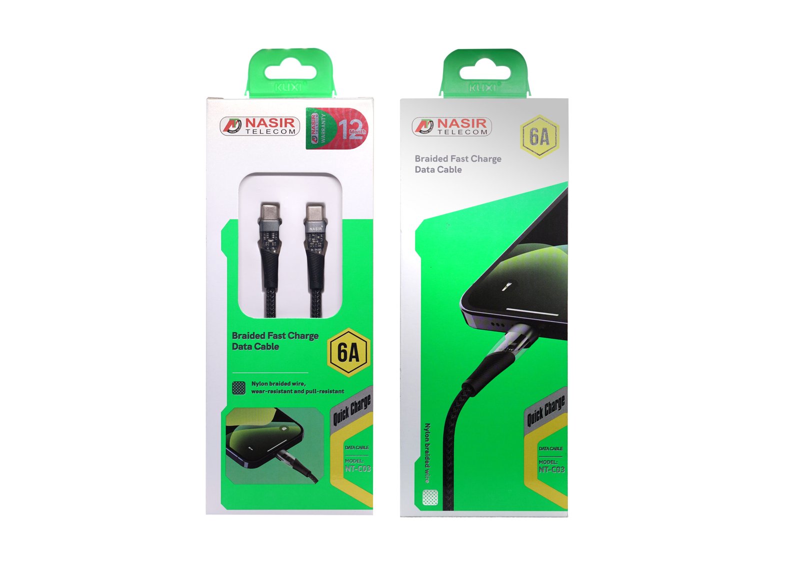 Nasir Telecom C03 Type C to C 6A Braided Cable With 1 year Guarantee